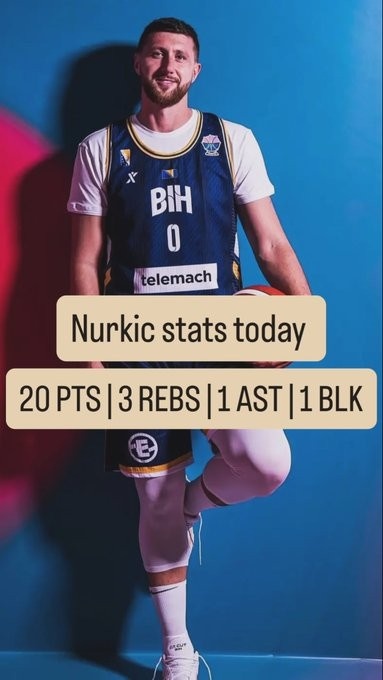 世预赛波黑不敌立陶宛 努尔基奇13中4&12罚全中得20分 加尔扎14分